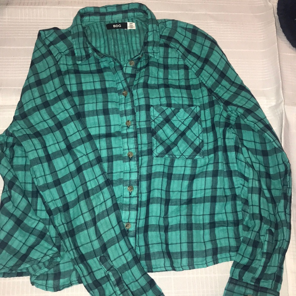 UO Turquoise&navy flannel